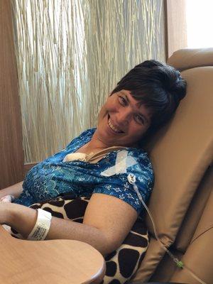 1st chemo. Biotch for nurse. Love all the others. I'm sure my daughter would rather be doing something else.