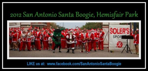 2012 San Antonio 5k Santa Boogie, Saturday 12/1/12 at Hemisfair Park in downtown San Antonio.