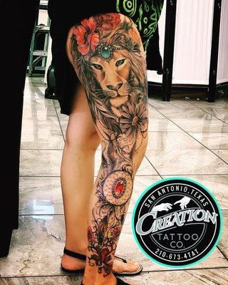 Lion tattoo done by JD Herrera