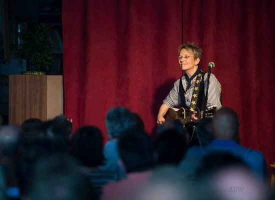 Mary Gauthier performs at Bop Shop Records in June 2015. (Photo by Aaron Winters)