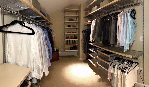 Designed and organized this beautiful walk in closet.  Happy family !