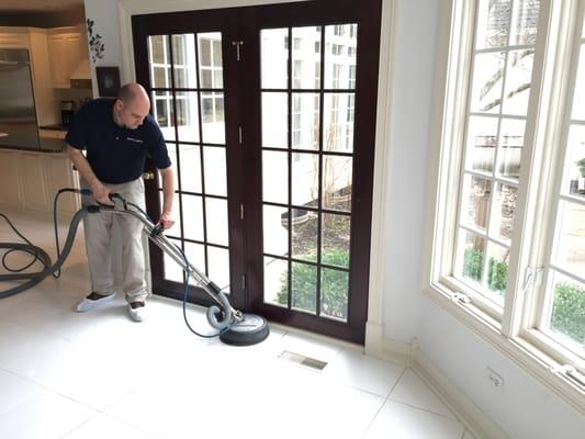 Tile and grout cleaning using "The Spinner"