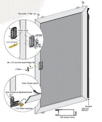 Schematic of Economy Sliding Screen Doors