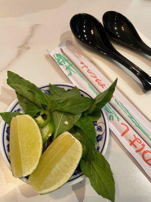 Lime and basil for pho.