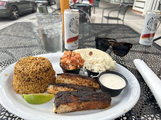 Blackened mahi tacos.