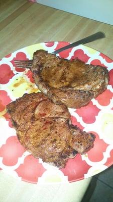 My boyfriend and I grilled out some freshly cut Ribeyes and Strips this week and they were great! (And cost us so little, too!!;)