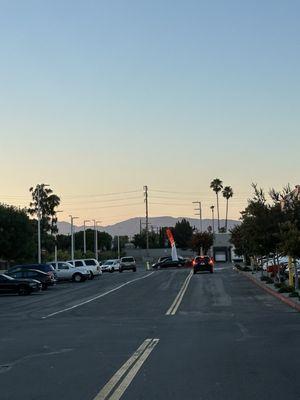 Straight ahead is parking for the drive-up customers