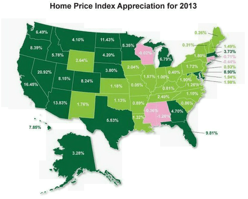 The appreciation figures shown are derived from the Federal Housing Finance Administration (FHFA) All Transactions Data and comp