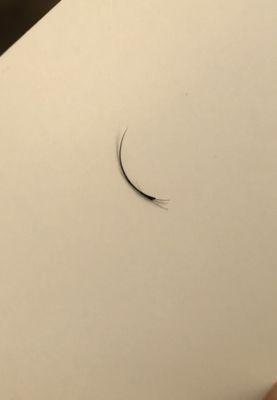 ONE eyelash extension glued to THREE of my own eyelashes. So disappointing and upsetting.