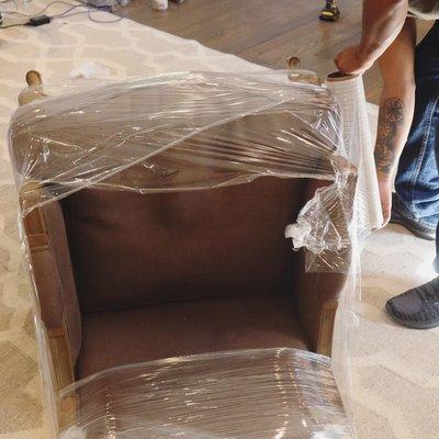 Wrapping an armchair for a local move