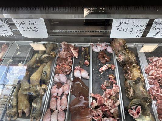 Meat counter, goat and beef  section