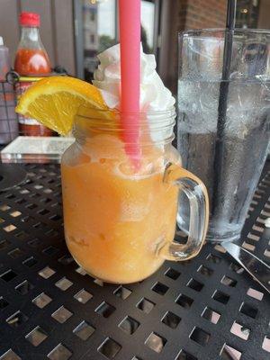 Orange dreamsicle with brunch on a warm summer morning.  Just the right about of sweetness to go with my Belgium Waffles and strawberries.