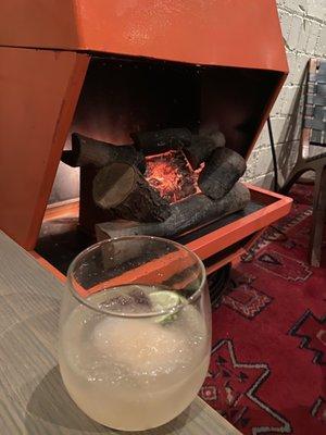 The Braggadocios cocktail nestled in a cozy spot