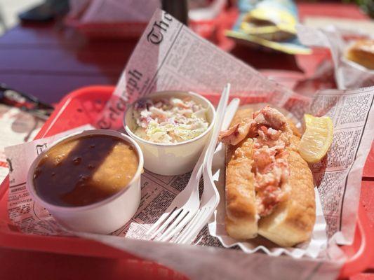 Lobster Roll - Classic Side Salad Baked Beans