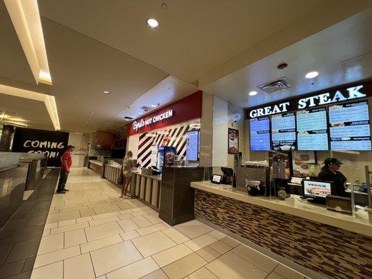 Byrd fried chicken is next to Great steak in the Orland Square Mall food court