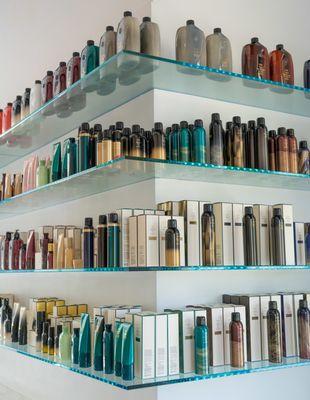 We carry and use the full line of Oribe products for all of our services.