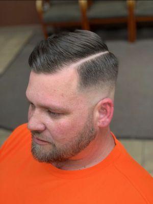 Comb over skin tight fade and beard trim