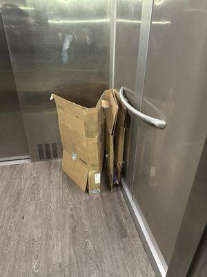 Boxes in elevator