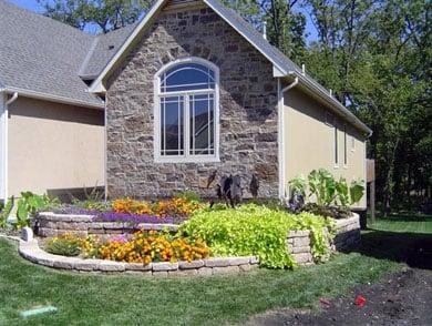 Small Landscape Retaining Walls In Front Yard and Side of House