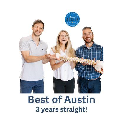 Thank you Austin for voting us the best chiropractors in Austin for 3 straight years!