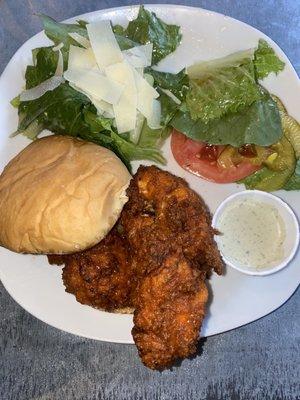 Buffalo chicken sandwich with side caesar