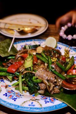 crispy pork with Chinese Broccoli with Crispy Pork