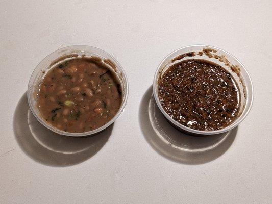 Bean dip and salsa. They were the same ones as what I had in the bar while I was waiting for my food