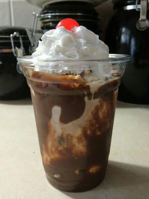 Almond Joy hot fudge sundae