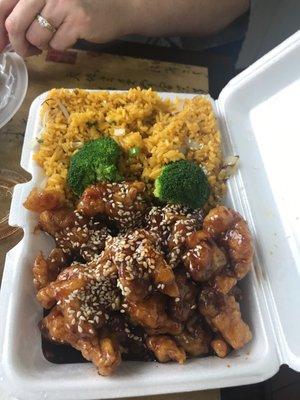 Sesame chicken with fried rice