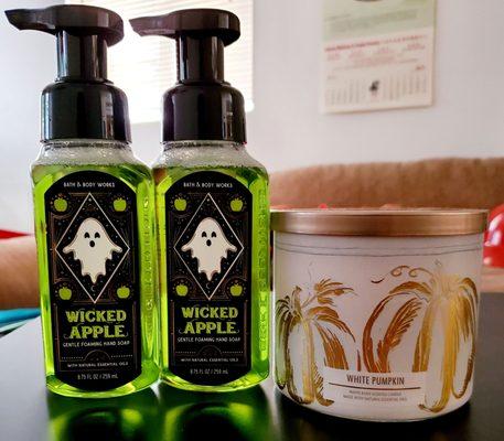 Wicked Apple Hand Soaps - Ordered them online to redeemed my free White Pumpkin Candle. Both scents smell wickedly divine!