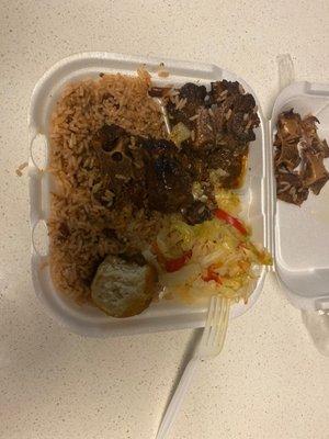 Oxtail rice and peas cabbage fried dumpling