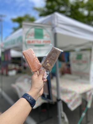 Guava(left) and Banana chocolate popsicle