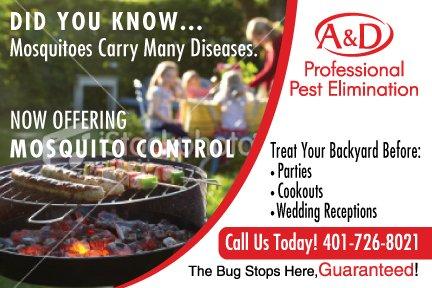 The A & D Team offers mosquito control. Have a bug free cook-out! Enjoy your yard again.