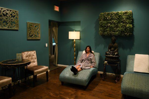 Drift into tranquility in Sanctuary Spa's relaxation room.