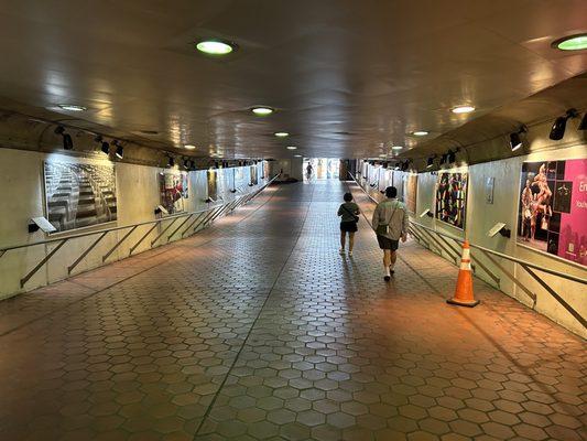 Beautiful art pieces in the tunnel between the Bethesda Crescent building and the Metro escalators.