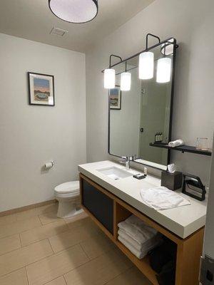 Compared to their small guest rooms, the bathroom was more spacious.