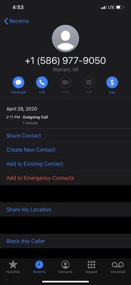 Record of phone call on April 28th 2020.