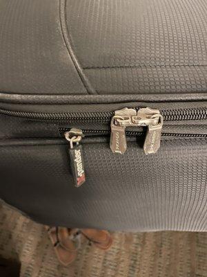 How I found my zippers after housekeeping had been in my room.  I lined all 3 up on purpose.