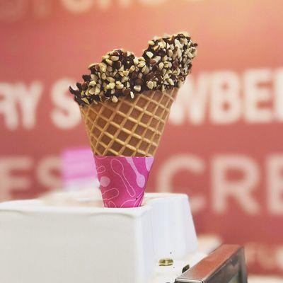 Fresh made in store waffle cone #yummy