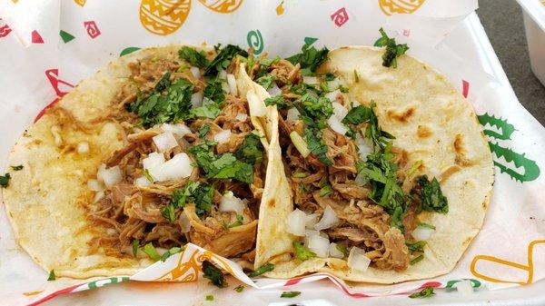 Caritas Street tacos. $3.00 each