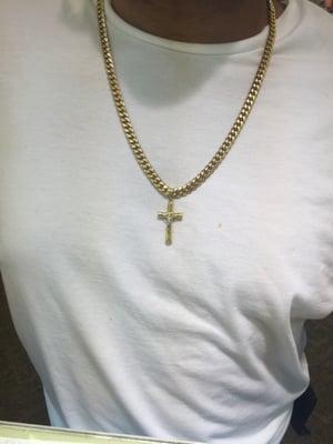 14k yellow gold chain with cross