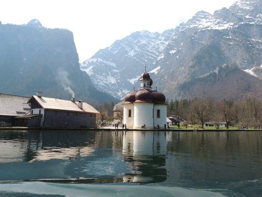 St. Bartholomew Church on Lake Konigsee in Bavaria, Germany