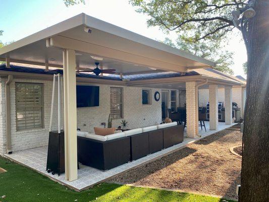 Solid Insulated Patio Cover in Georgetown, TX with Ceiling Fans, LED Lights & Speakers