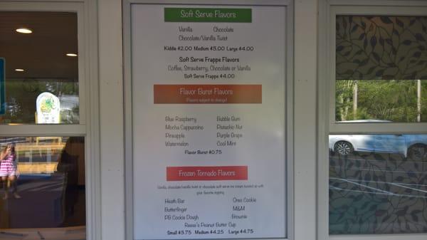 Soft Serve Menu