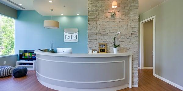 Reception area at Baird Orthodontics.