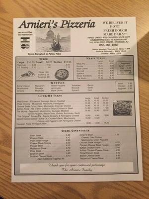 Front of menu as of Jan 2015