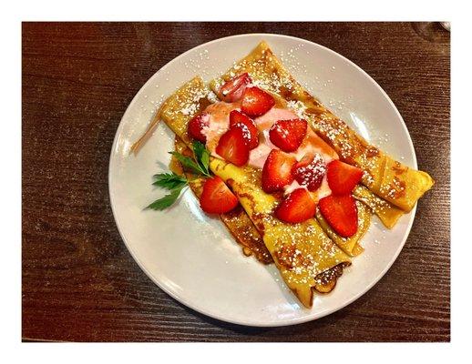 *Strawberry Cream Stuffed Crepes Coffee & OJ @ Eggsperience.Elmwood Park, IL Breakfast Lunch Brunch.One of Locations.Cool!