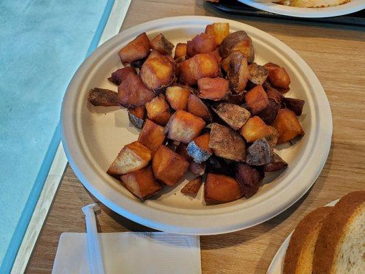 Deeply fried overly done breakfast potatoes