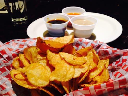 Complimentary Kettle Chips (with buffalo, Carolina BBQ, and Balsamic sauces.