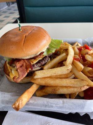 Beefy's double cheeseburger with bacon! Always a delicious experience. Come out and enjoy something off their great menu!